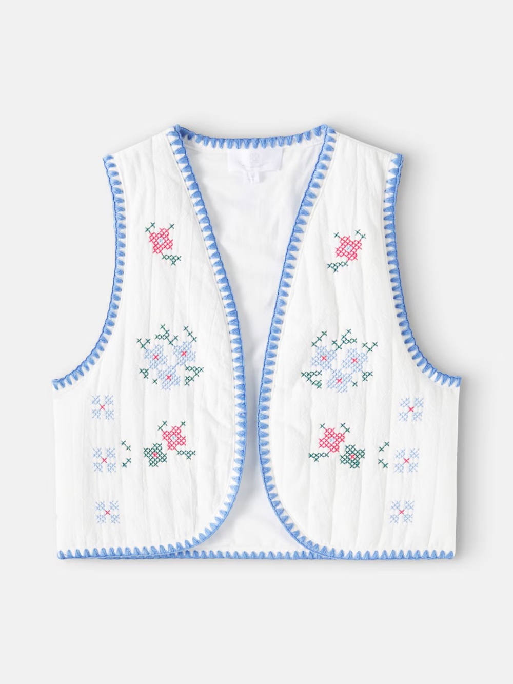 NWT C’era Una Volta Victoria Cross-stitches Embroidered Floral Gilet Vest